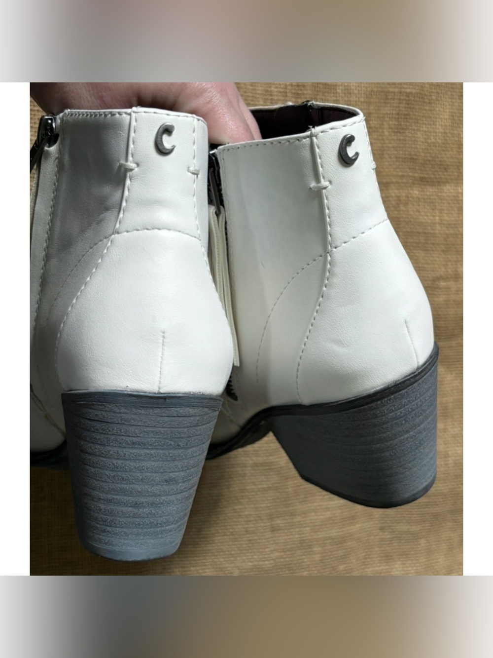 Circus By Sam Edelman Whistler White Fashion Boots Booties Sz 9.5 M Pointed Toe - Picture 6 of 13